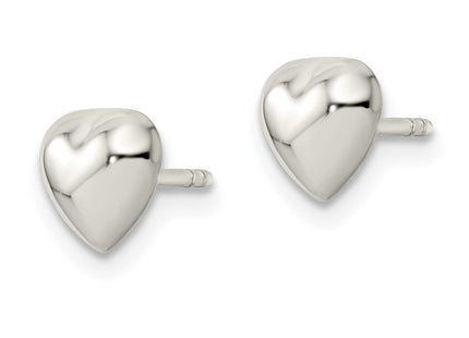 Sterling Silver Polished Heart Post Earrings (Style QE16420)