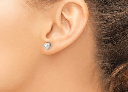 Sterling Silver Polished Heart Post Earrings (Style QE16420)