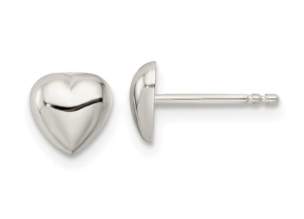 Sterling Silver Polished Heart Post Earrings (Style QE16420)