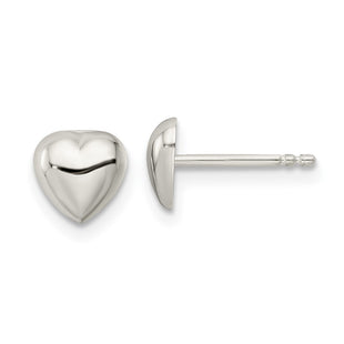 Sterling Silver Polished Heart Post Earrings (Style QE16420)