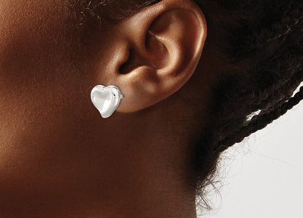 Sterling Silver Polished Puffed Heart Post Earrings