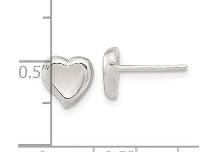 Sterling Silver Polished Puffed Heart Post Earrings