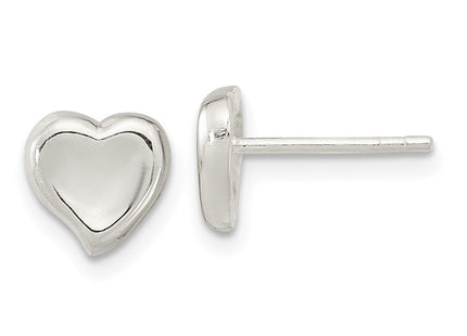 Sterling Silver Polished Puffed Heart Post Earrings