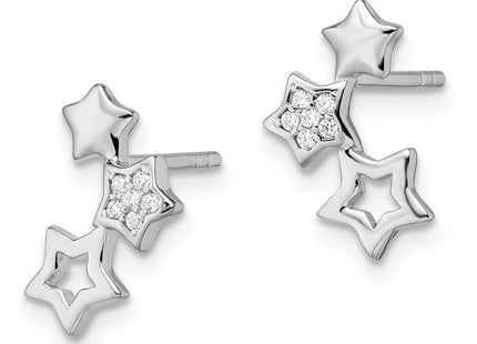 Sterling silver cubic zirconia star earrings, alternate view