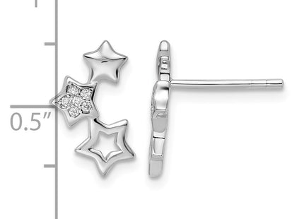 Sterling silver cubic zirconia star earrings, further view