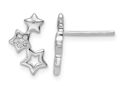 Sterling silver cubic zirconia star earrings