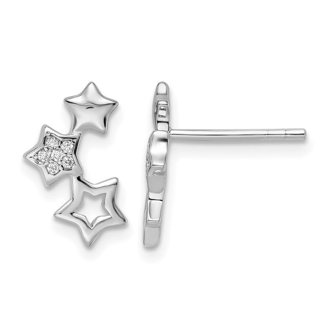 Sterling silver cubic zirconia star earrings
