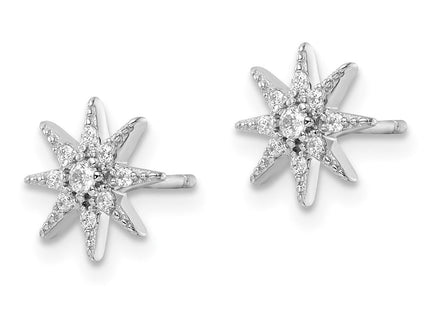 Sterling Silver Rhodium-plated Polished CZ Star Post Earrings (Style QE16485)