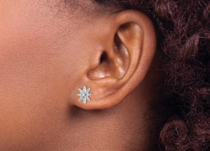 Sterling Silver Rhodium-plated Polished CZ Star Post Earrings (Style QE16485)