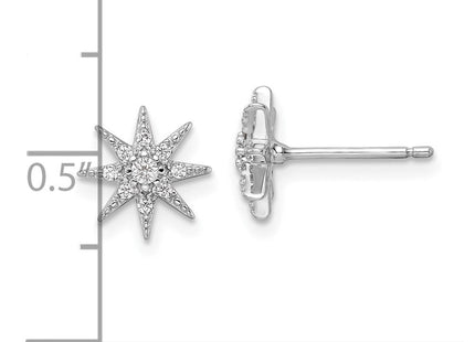 Sterling Silver Rhodium-plated Polished CZ Star Post Earrings (Style QE16485)