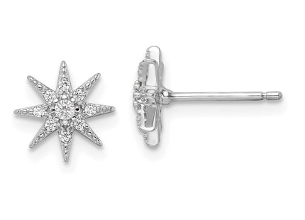 Sterling Silver Rhodium-plated Polished CZ Star Post Earrings (Style QE16485)
