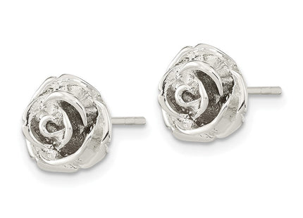 Sterling Silver Polished Rose Post Earrings