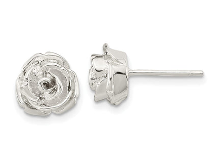 Sterling Silver Polished Rose Post Earrings