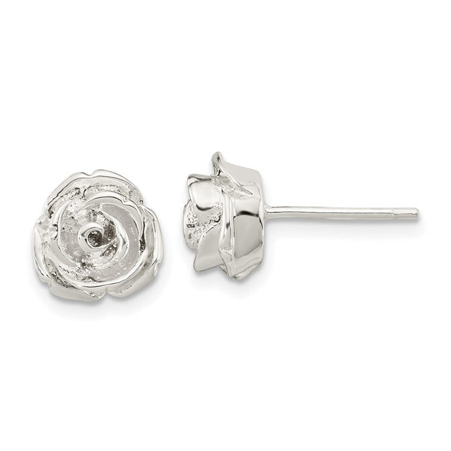 Sterling Silver Polished Rose Post Earrings, 8.98 x 9.4mm
