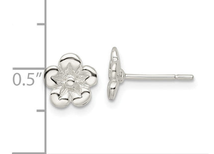Sterling Silver Polished Flower Post Earrings (Style QE16523)