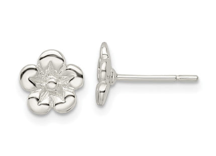 Sterling Silver Polished Flower Post Earrings (Style QE16523)