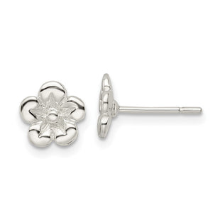 Sterling Silver Polished Flower Post Earrings (Style QE16523)