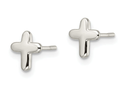 Sterling Silver Polished Latin Cross Post Earrings