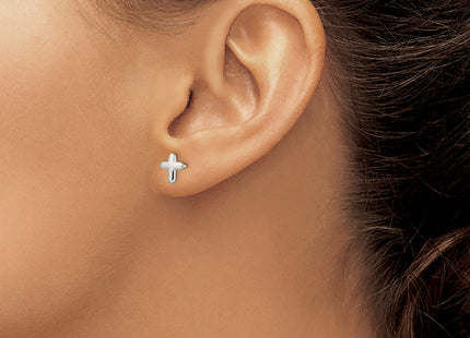 Sterling Silver Polished Latin Cross Post Earrings