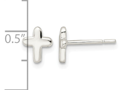 Sterling Silver Polished Latin Cross Post Earrings