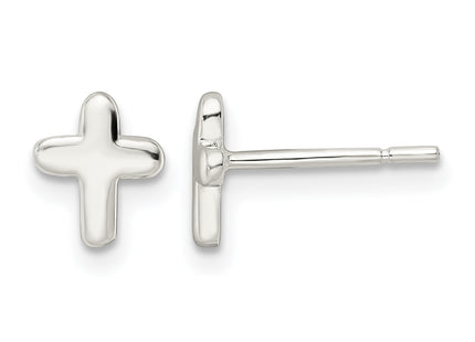 Sterling Silver Polished Latin Cross Post Earrings