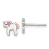 Sterling Silver Polished Multi-color Enameled Unicorn Children's Post Earrings