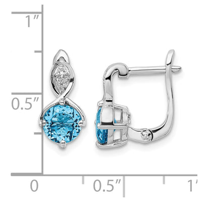 Sterling Silver Rhodium-plated Swiss BT/White Topaz Hinged Earrings, 12.65mm