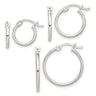 Sterling Silver Rhodium-plated Polished Set of 3 Hoop Earring Set