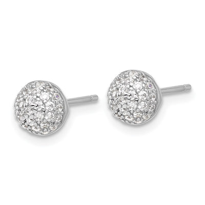 Sterling Silver Rhodium-plated Micro Pavé CZ Ball Stud Earrings