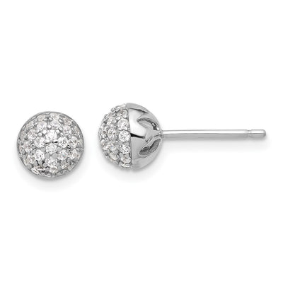 Sterling Silver Rhodium-plated Micro Pavé CZ Ball Stud Earrings