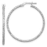 Sterling Silver Rhodium-plated Polished Textured Hoop Earrings