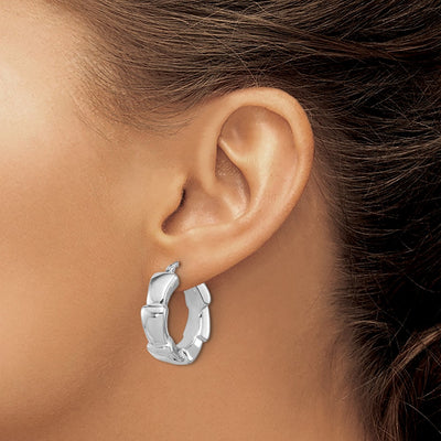 Sterling Silver Rhodium-plated Polished Hoop Earrings, 28.4 x 26mm