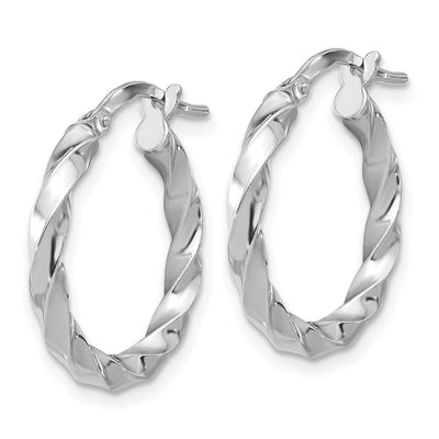 Sterling Silver Rhodium-plated Polished Twisted Hoop Earrings, 22 x 19.75mm