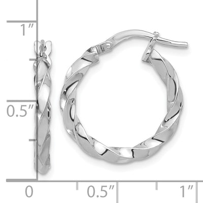 Sterling Silver Rhodium-plated Polished Twisted Hoop Earrings, 22 x 19.75mm