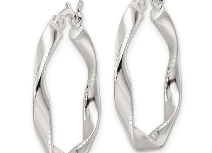 Sterling Silver Polished Twisted Hoop Earrings (Style QE16831)