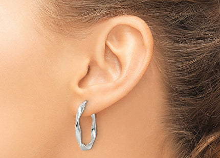 Sterling Silver Polished Twisted Hoop Earrings (Style QE16831)