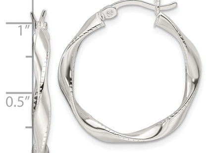 Sterling Silver Polished Twisted Hoop Earrings (Style QE16831)