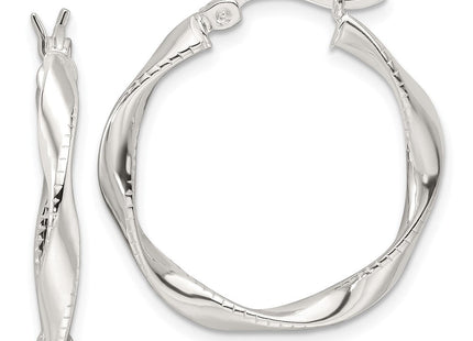 Sterling Silver Polished Twisted Hoop Earrings (Style QE16831)