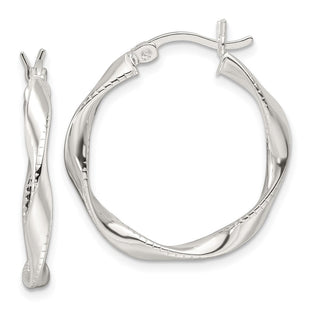 Sterling Silver Polished Twisted Hoop Earrings (Style QE16831)