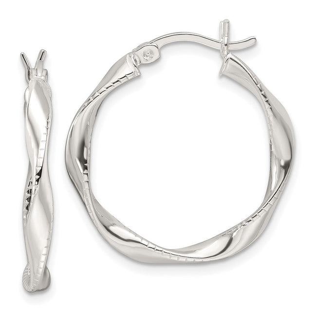 Sterling Silver Polished Twisted Hoop Earrings, 27.75 x 25mm
