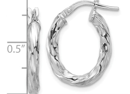Sterling silver oval hoop earrings, further view
