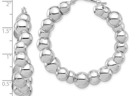 Sterling Silver Rhodium-plated Polished Bead Hoop Earrings (Style QE16844)