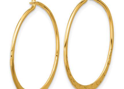 Sterling Silver Gold-tone Polished and Hammered Hoop Earrings (Style QE16847GP)