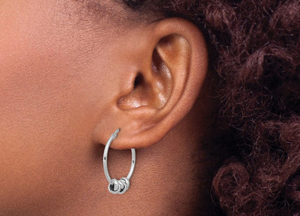 Sterling Silver Rhodium-plated Polished Love Knot Hoop Earrings (Style QE16857)