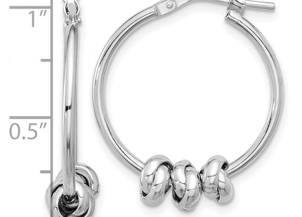 Sterling Silver Rhodium-plated Polished Love Knot Hoop Earrings (Style QE16857)