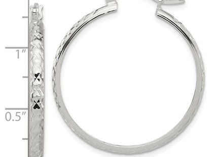 Sterling Silver Polished Diamond-Cut Round Hoop Earrings (Style QE16875)