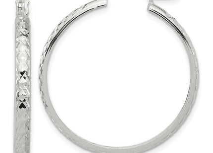 Sterling Silver Polished Diamond-Cut Round Hoop Earrings (Style QE16875)