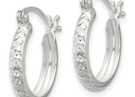 Sterling Silver Polished Diamond-Cut Round Hoop Earrings (Style QE16878)