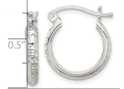 Sterling Silver Polished Diamond-Cut Round Hoop Earrings (Style QE16878)