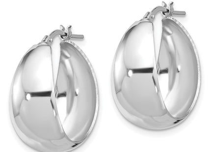 Sterling Silver RH-plated Polished Tapered Round LG Hoop Earrings (Style QE16903)